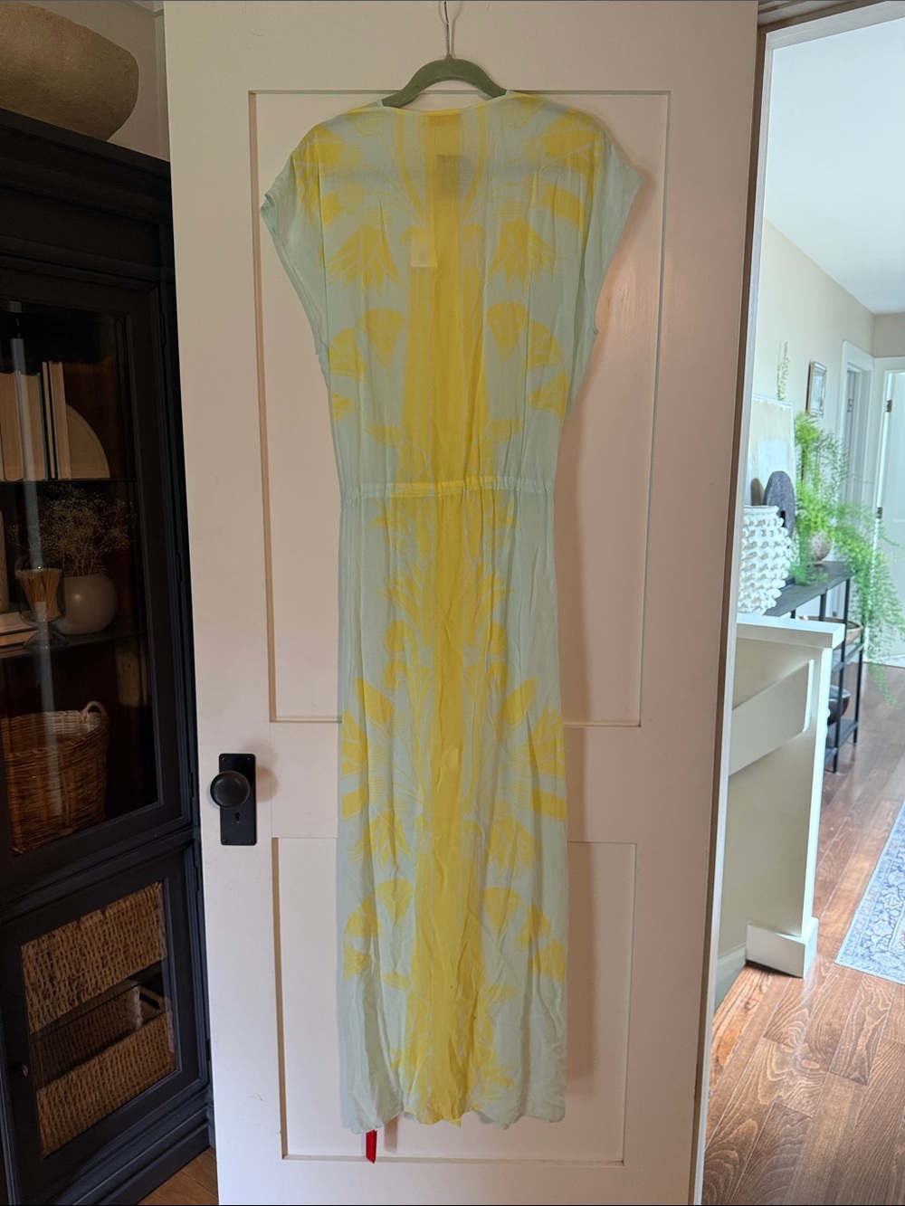 Tory Burch Olympia Pale Blue Maxi Caftan with Yellow Print - Picture 5 of 5